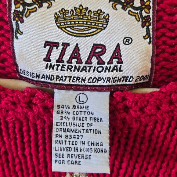 Vintage UGLY SWEATER Tiara Red Women's Ugly Christmas Sweater XL - Picture 3 of 5